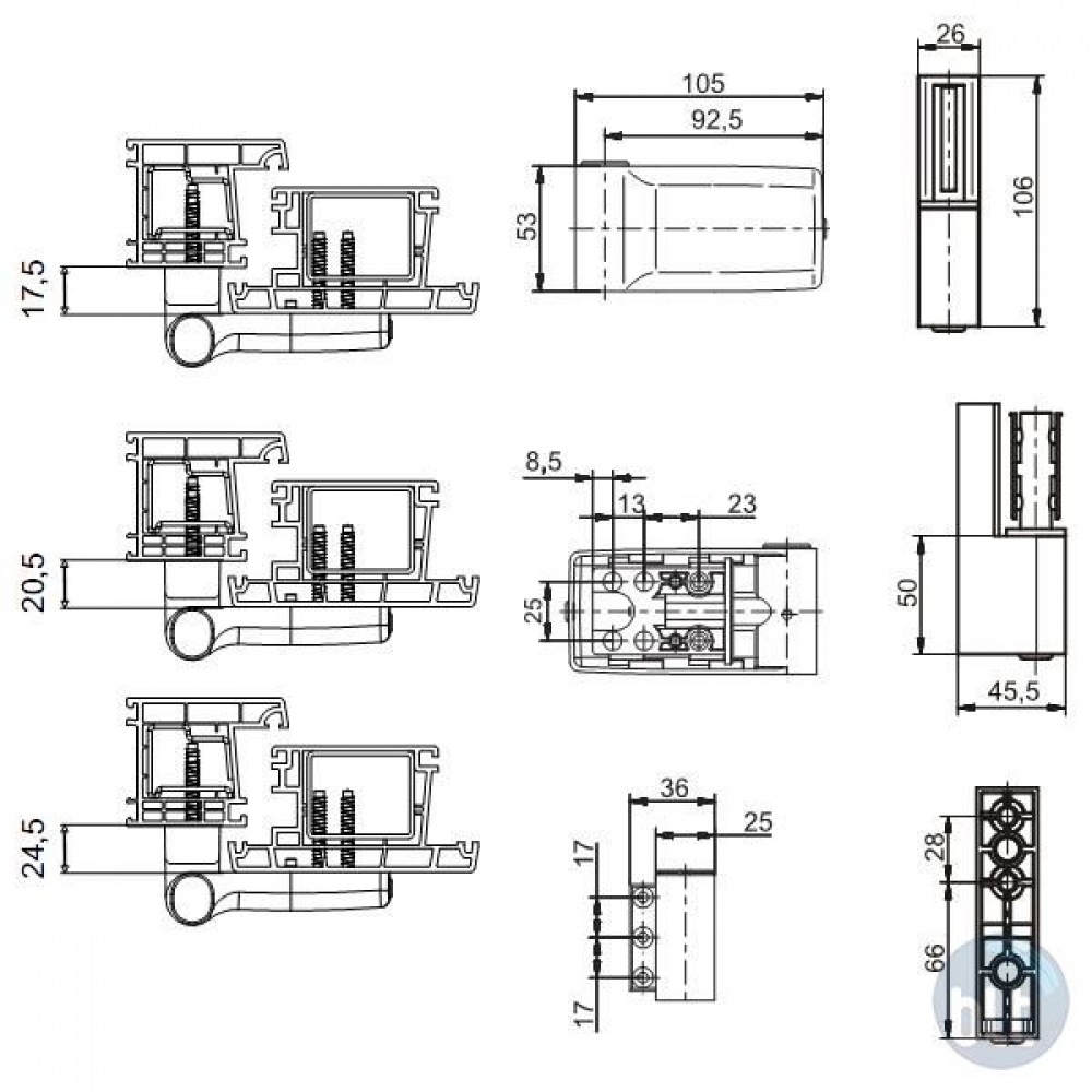PVC durvju eņģes Jocker
